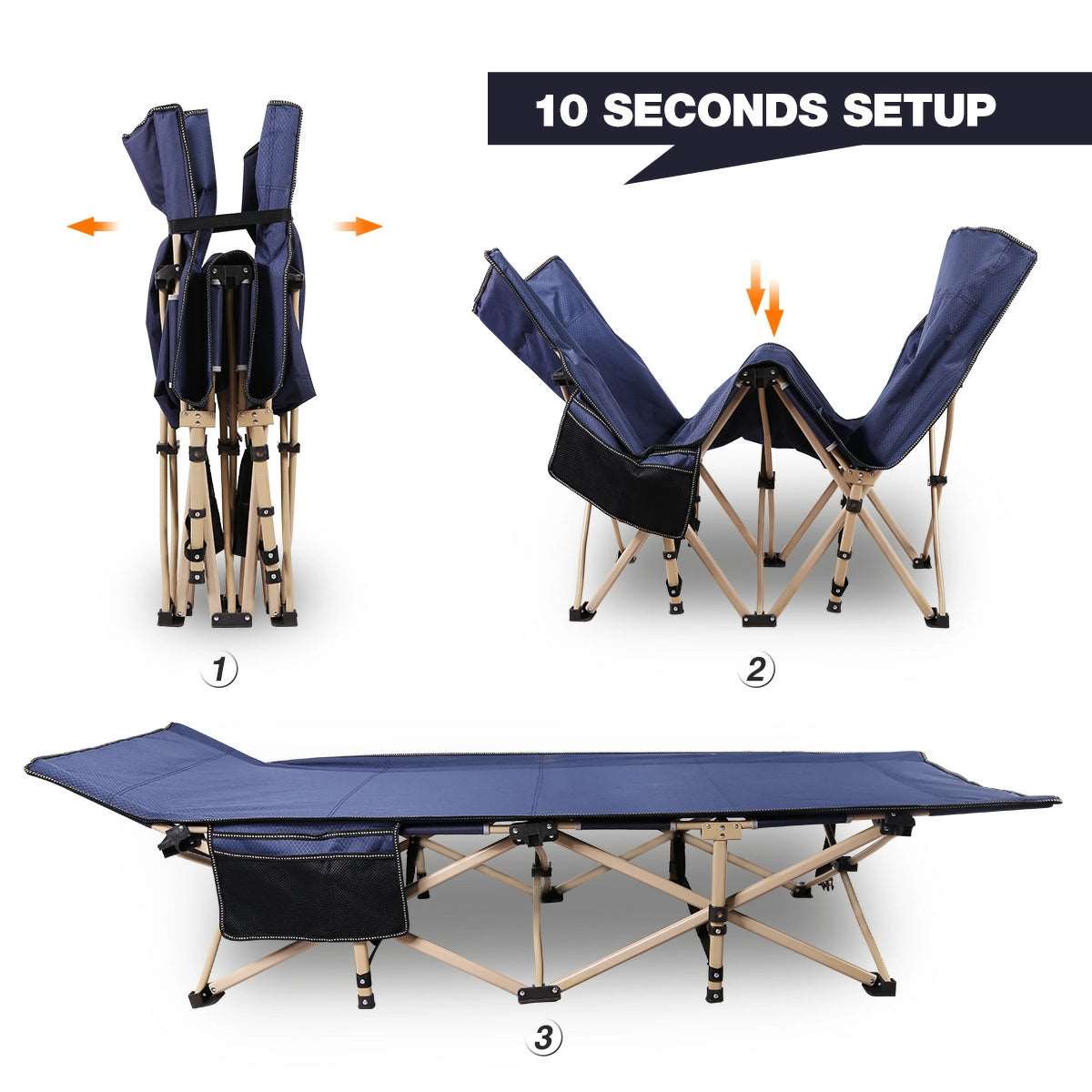 Folding Camping Cots for Adults Heavy Duty, Blue Grey From Redcamp