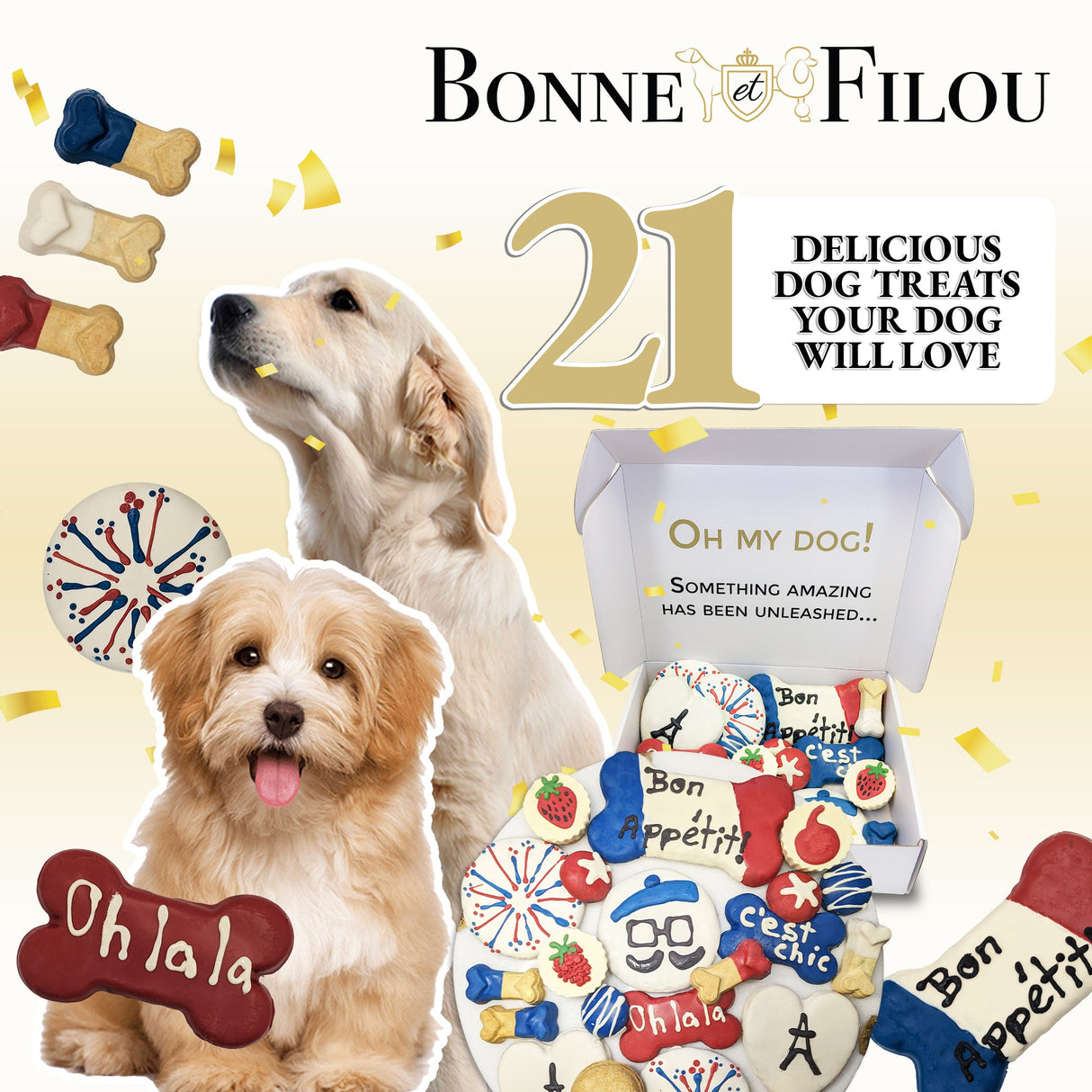 French Themed Dog Treats Gift Box from Bonne et Filou