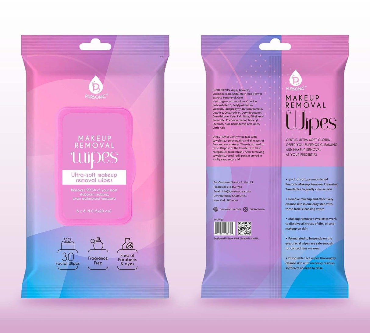 Makeup Removal Wipes 12 Pack (720 Wipes Total) – Ultra-Soft Facial Cleansing Towelettes Dissolve All Traces of Dirt, Oil & Makeup – Gentle Enough for Contact Lens Wearers, Safe for Eye from Pursonic