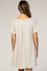 Beige Fringe Linen Maternity Dress from PinkBlush