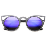 Women's Laser Cut Round Metal Mirror Lens Sunglasses A102 from zeroUV