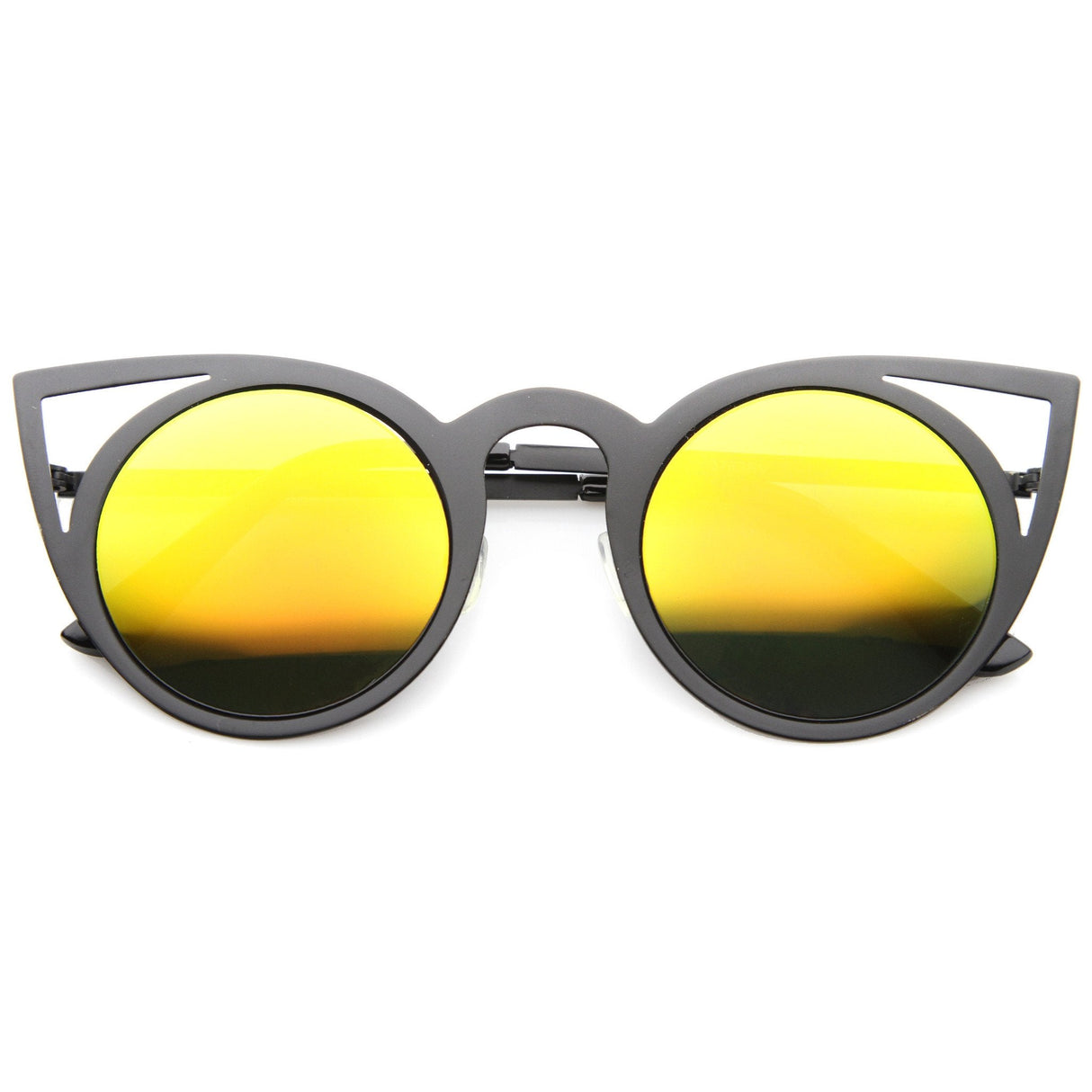 Women's Laser Cut Round Metal Mirror Lens Sunglasses A102 from zeroUV