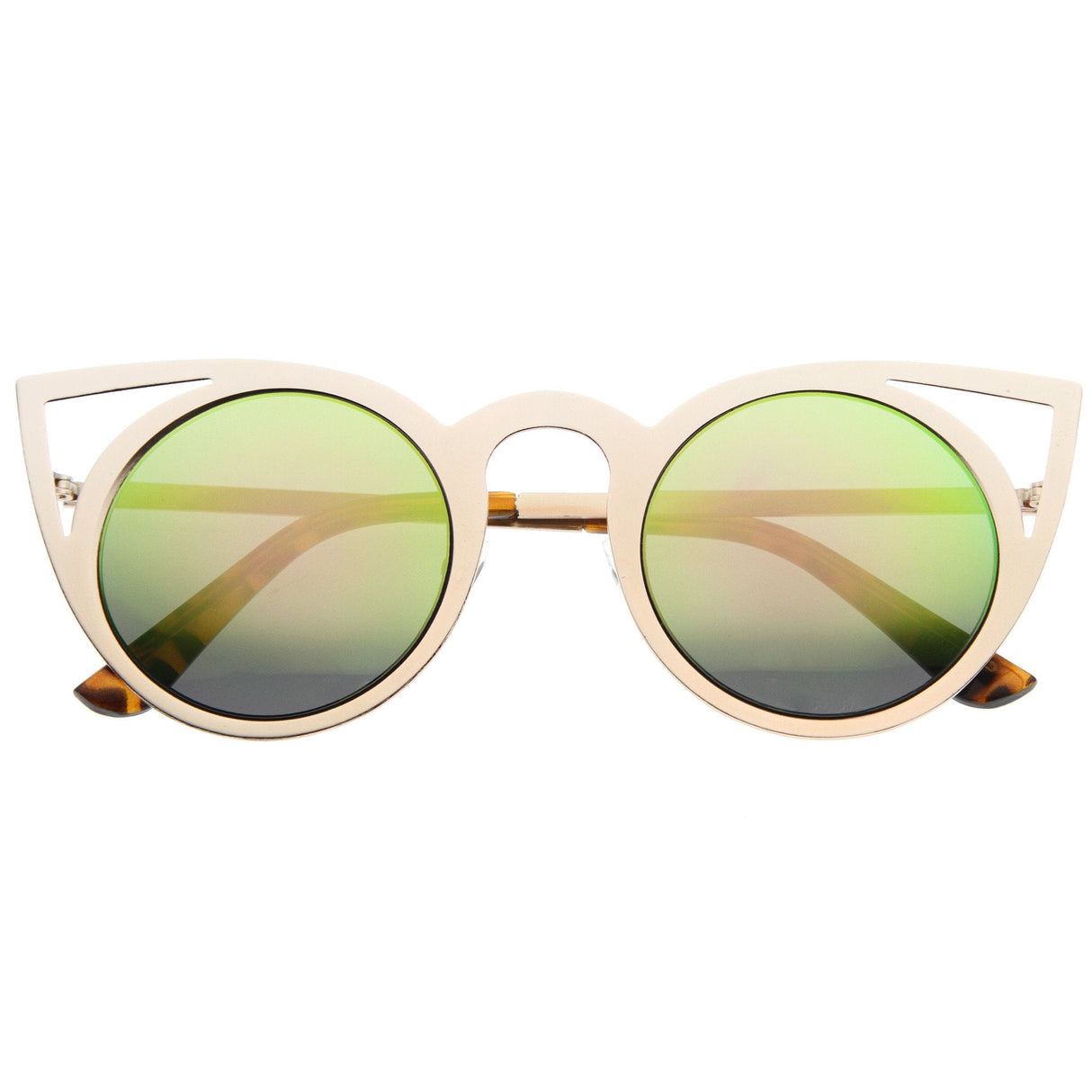 Women's Laser Cut Round Metal Mirror Lens Sunglasses A102 from zeroUV
