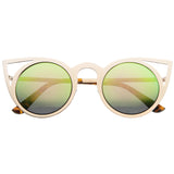 Women's Laser Cut Round Metal Mirror Lens Sunglasses A102 from zeroUV