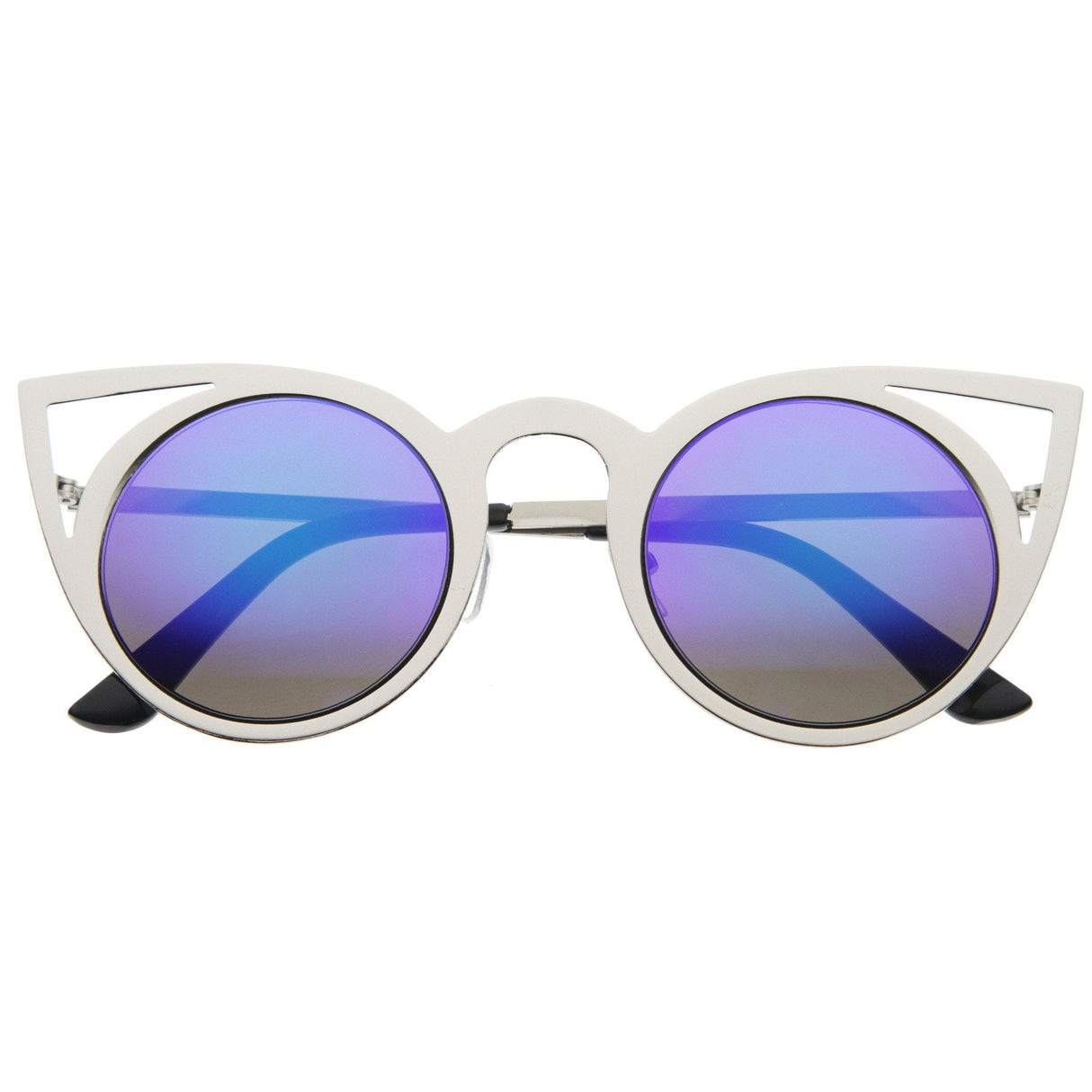 Women's Laser Cut Round Metal Mirror Lens Sunglasses A102 from zeroUV