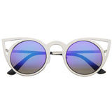 Women's Laser Cut Round Metal Mirror Lens Sunglasses A102 from zeroUV