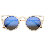 Women's Laser Cut Round Metal Mirror Lens Sunglasses A102 from zeroUV