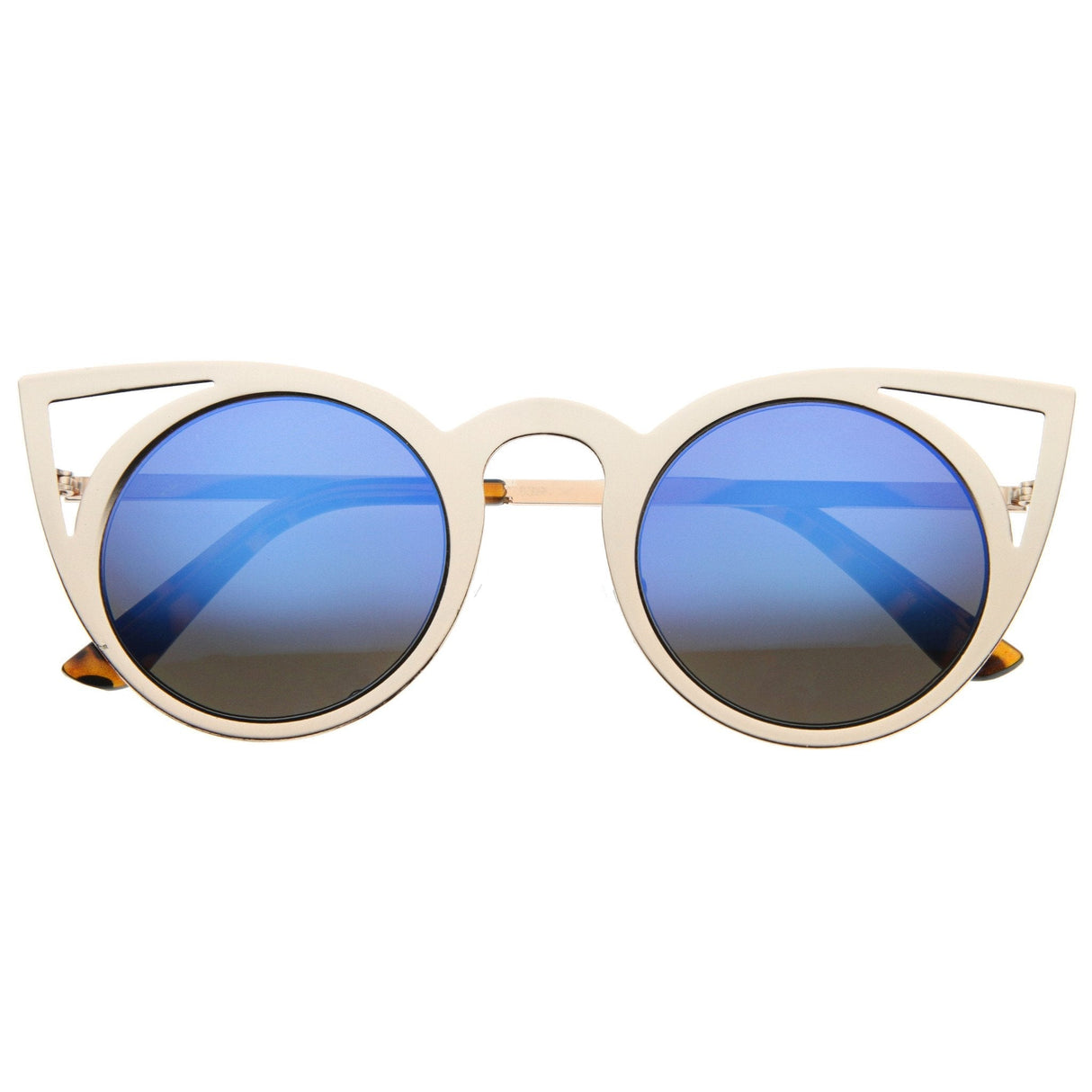 Women's Laser Cut Round Metal Mirror Lens Sunglasses A102 from zeroUV