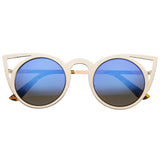 Women's Laser Cut Round Metal Mirror Lens Sunglasses A102 from zeroUV