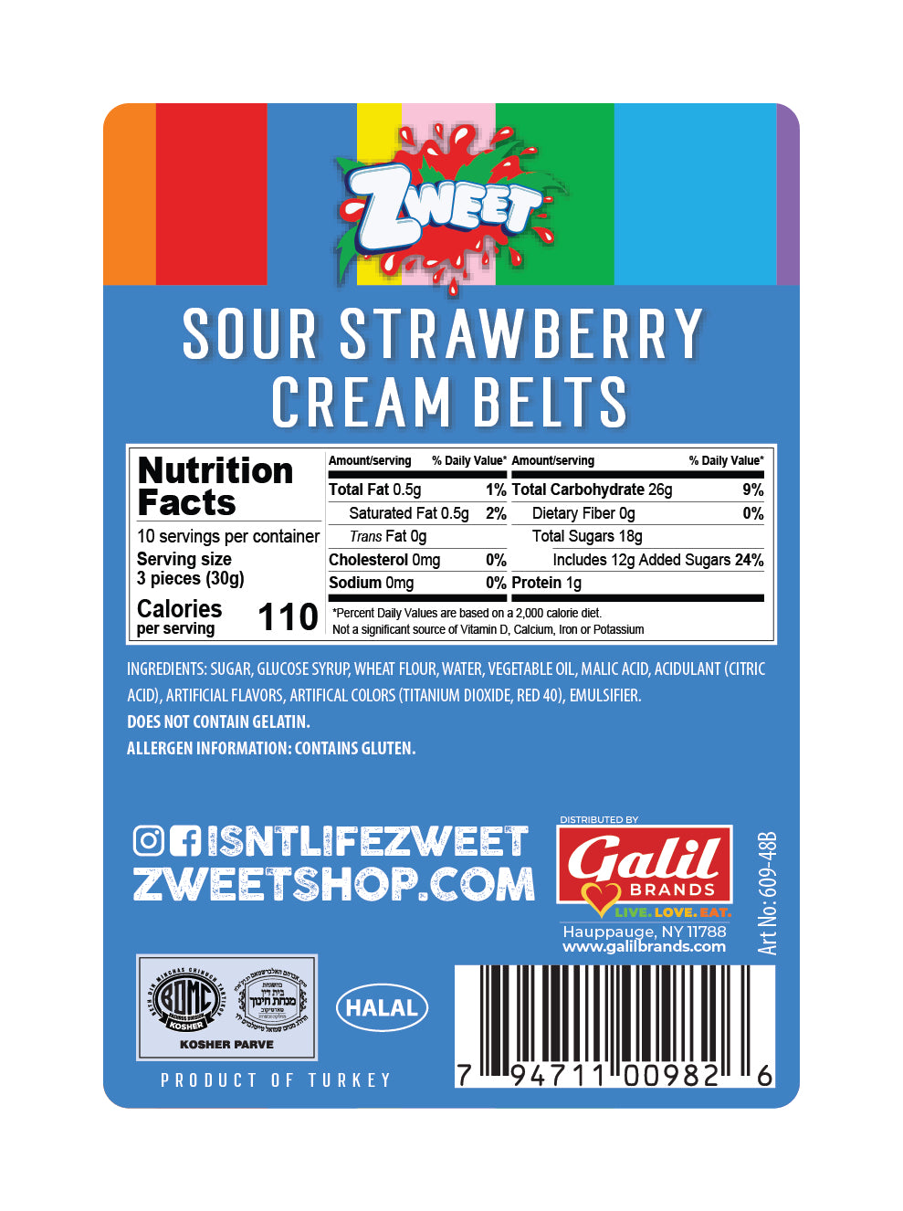 Sour Strawberry Creamsicle Belts | Zweet | 10 oz (3 pack) from PETEZ POP WHOLESALE