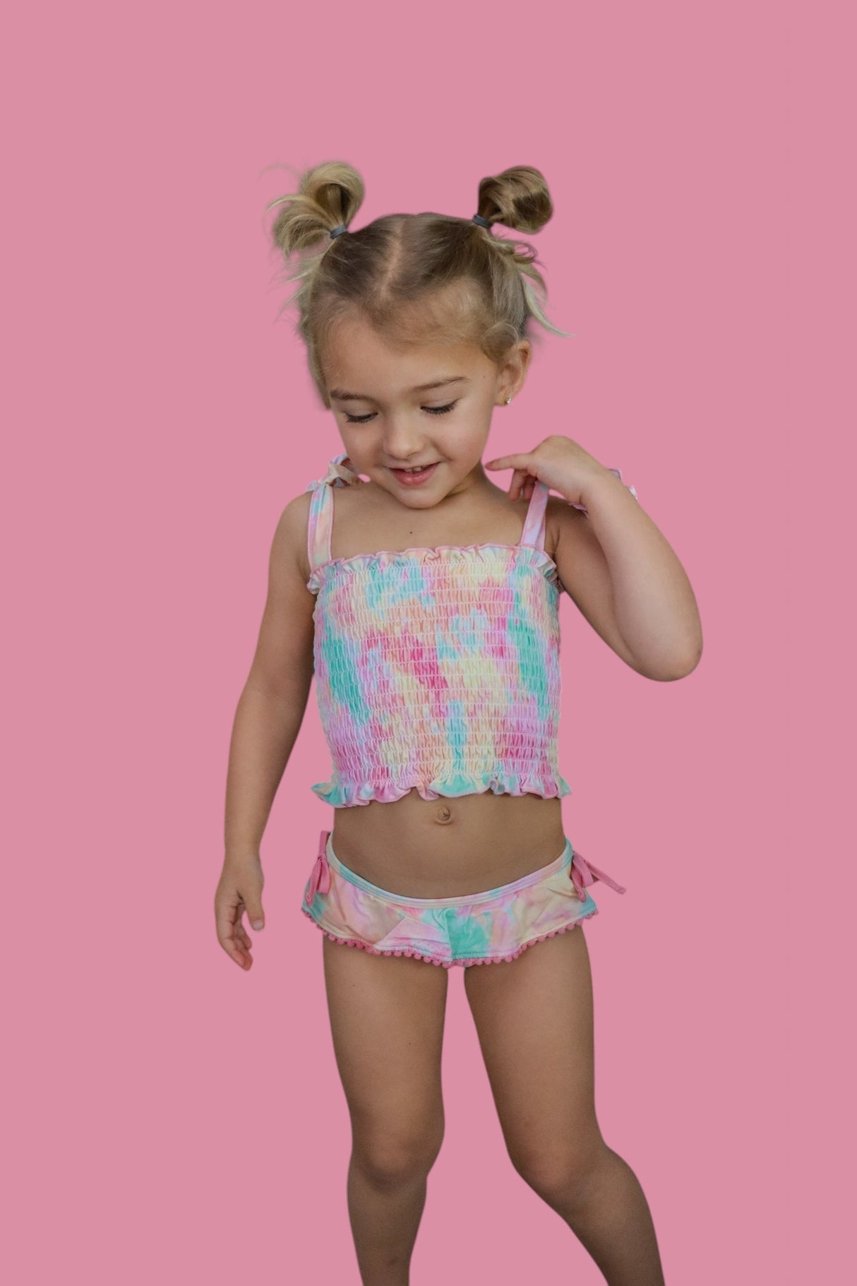 RAINBOW CLOUDS DREAM SMOCKED TANKINI TWO PIECE SWIM SUIT from DREAM BIG LITTLE CO