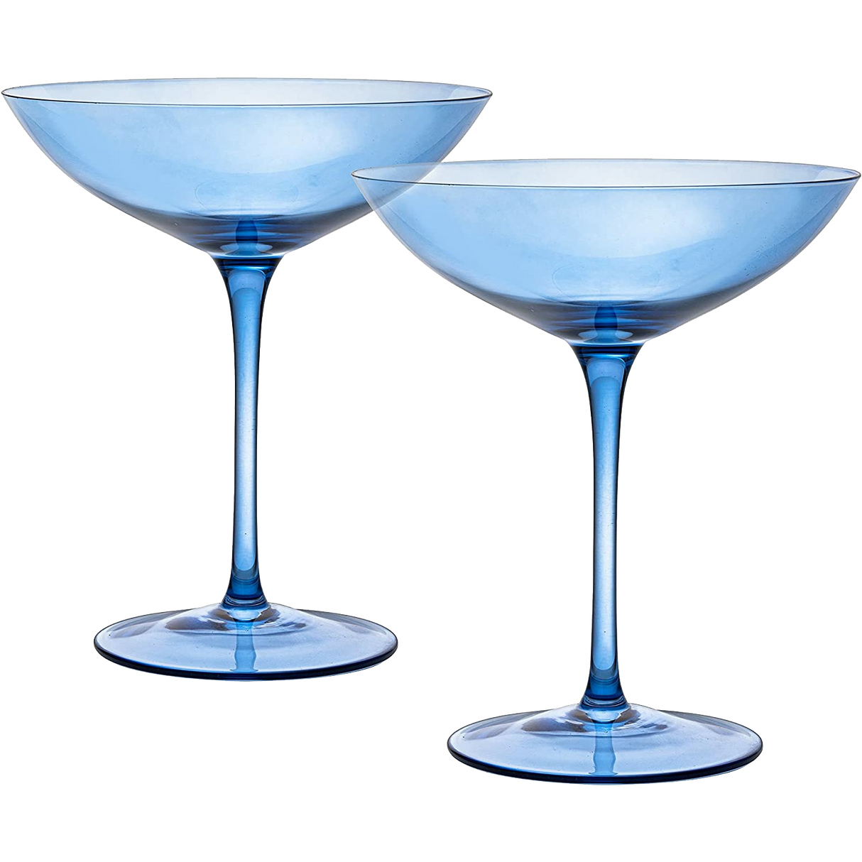 Champagne Coupes 12oz by The Wine Savant - Colorful Champagne Glasses, Prosecco, Mimosa Glasses Set, Cocktail Glass Set, Bar Glassware Luster Glasses (2, Cobalt Blue) from The Wine Savant