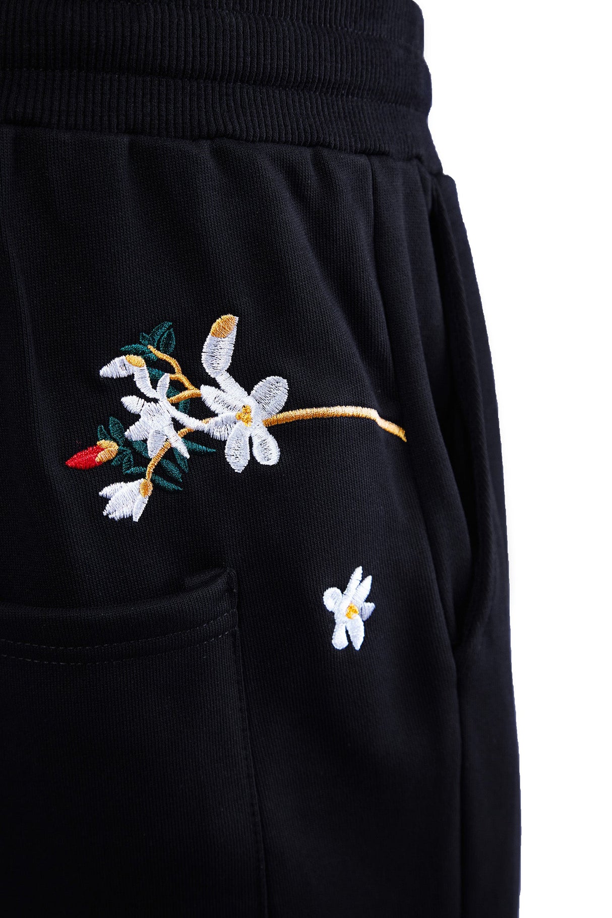 Flowers and Birds Embroidery Joggers  From Niepce Inc