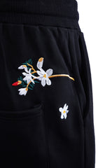 Flowers and Birds Embroidery Joggers  From Niepce Inc