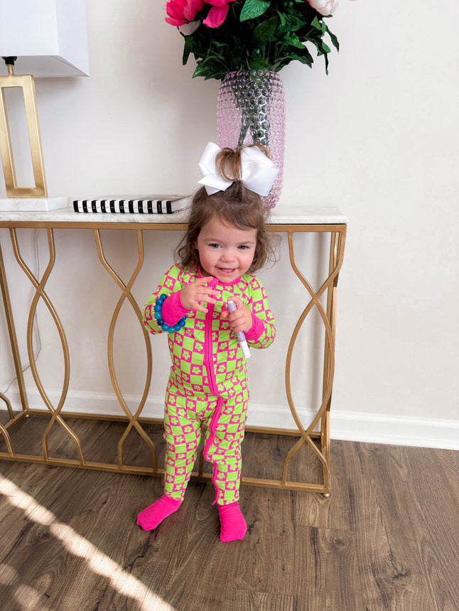 WILD DAISY CHECKERS DREAM ROMPER from DREAM BIG LITTLE CO