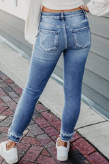 Macie Distressed Frayed Ankle Skinny Jeans From Threaded Pear