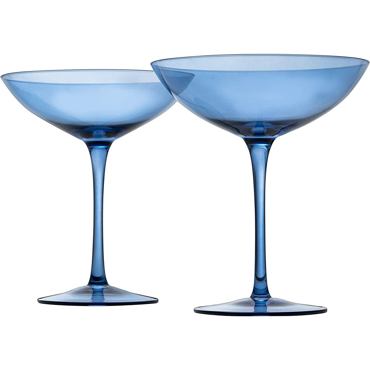 Champagne Coupes 12oz by The Wine Savant - Colorful Champagne Glasses, Prosecco, Mimosa Glasses Set, Cocktail Glass Set, Bar Glassware Luster Glasses (2, Cobalt Blue) from The Wine Savant
