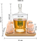 Tequila Decanter With Four Pink Himalayan Salt Shot Glasses Set, Perfect for Tequila Agave Liquor Lovers, 34 OZ Bottle, 1.6 OZ Shot Glass, Tequila, Liquor Party Decorations Cinco De Mayo (Agave) from The Wine Savant