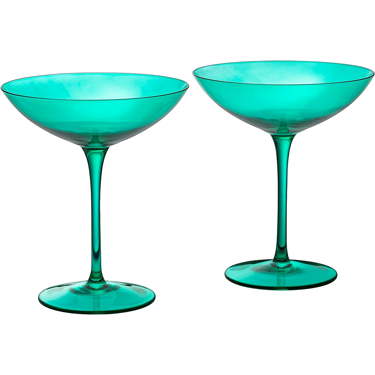 Champagne Coupes 12oz by The Wine Savant - Colorful Champagne Glasses, Prosecco, Mimosa Glasses Set, Cocktail Glass Set, Bar Glassware Luster Glasses (2, Teal) from The Wine Savant