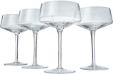 Luxury Martini Glass Set of 4 | 10oz | Crystal Luxury Martini with Silver Spoon, Premium Hand-Blown | Classic Cocktail & Champagne Clear Coupes For Manhattan, Cosmopolitan, Sidecar, Speakeasy Goblets from The Wine Savant