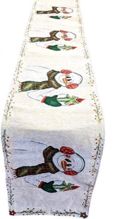 DaDa Bedding Magical Snowman Holiday Woven Tapestry Dining Table Runner (9733) from DaDalogy Bedding Collection