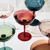 Cocktail & Champagne Coupe Glasses Coupe Cocktail Glasses 7 oz | Set of 6 | Pastel Colored Crystal Cocktail Glassware for Champagne, Martini, Manhattan Goblet Cocktails, Glassware - Luxury Gift Box from The Wine Savant