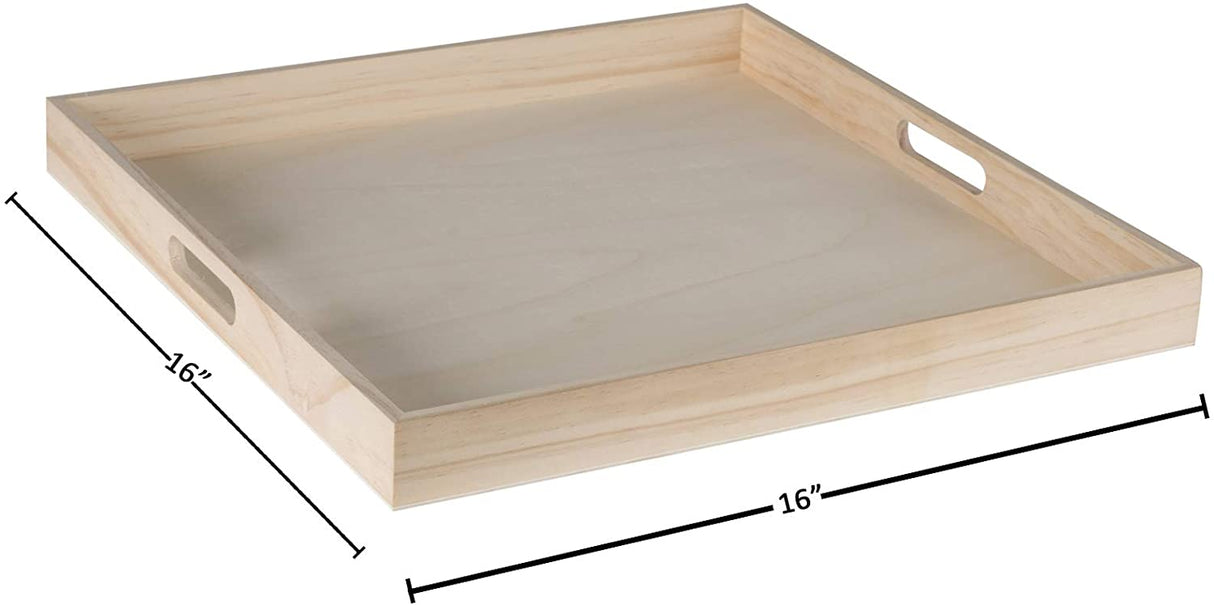 Wooden Square Nested Serving Trays Large 5 Piece Set from Hammont