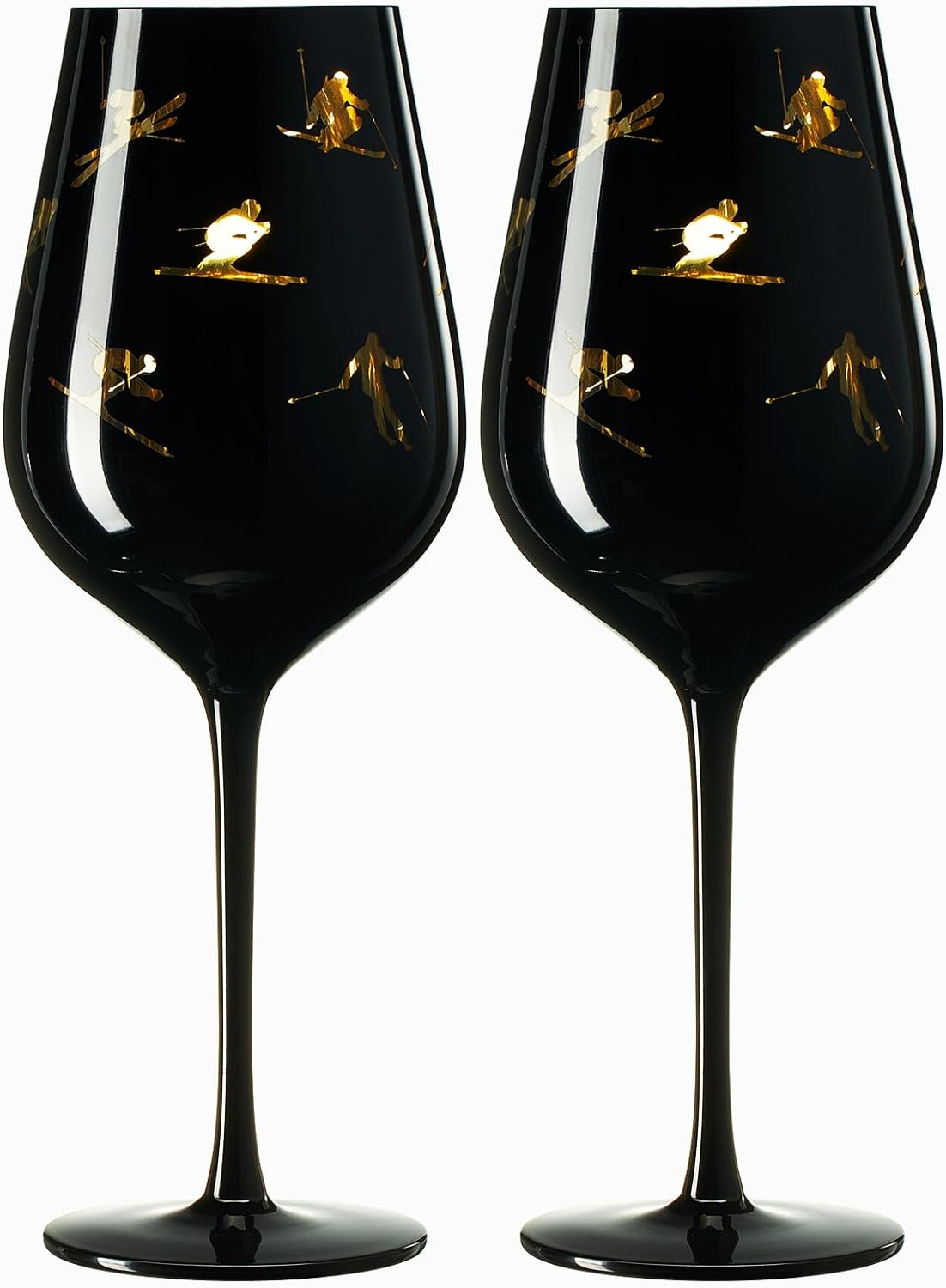 Crystal Stemmed Skiing, Apres Ski Skiier Wine Glasses Goblets - Set of 2 from The Wine Savant