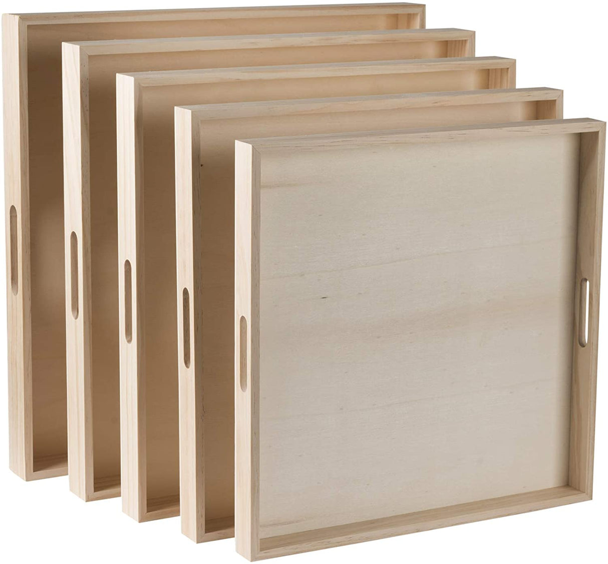 Wooden Square Nested Serving Trays Large 5 Piece Set from Hammont