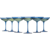 Cobalt Blue Colored Champagne Coupe Glasses 12oz Set of 6 by The Wine Savant - Toasting Glasses, Wedding Party Champagne Cocktail Blue Champagne Colored Glasses Prosecco, Mimosa, Home Bar Glassware from The Wine Savant