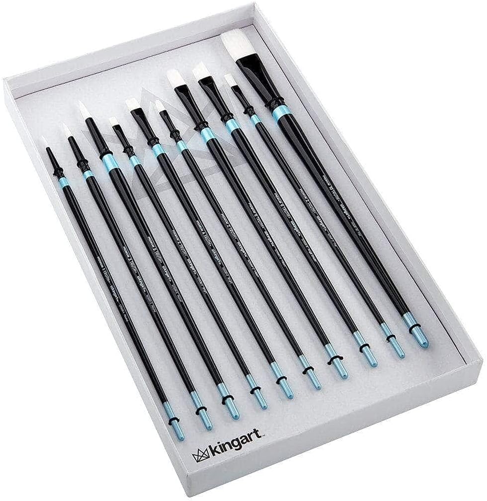 White Nylon Oil & Acrylic Brush Set 10 pc from KINGART