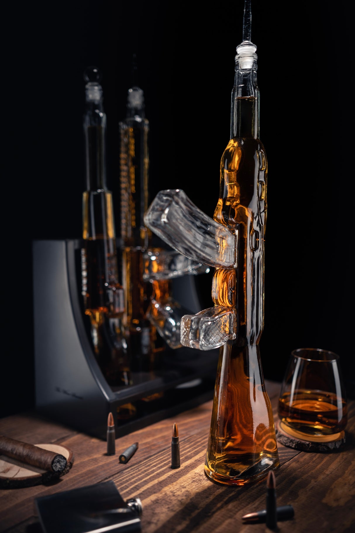 3 Gun Whiskey Decanters Set AR15, AK47, & Rifle Gun Decanter Set 1000ml by The Wine Savant - Veteran Gifts, Home Bar, Gun Lover Gifts, Tik Tok Gun Decanter, Military Gifts from The Wine Savant