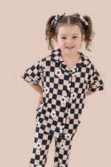 RETRO DAISY CHECKS SHORT SLEEVE DREAM GIRL'S FLARE SET from DREAM BIG LITTLE CO
