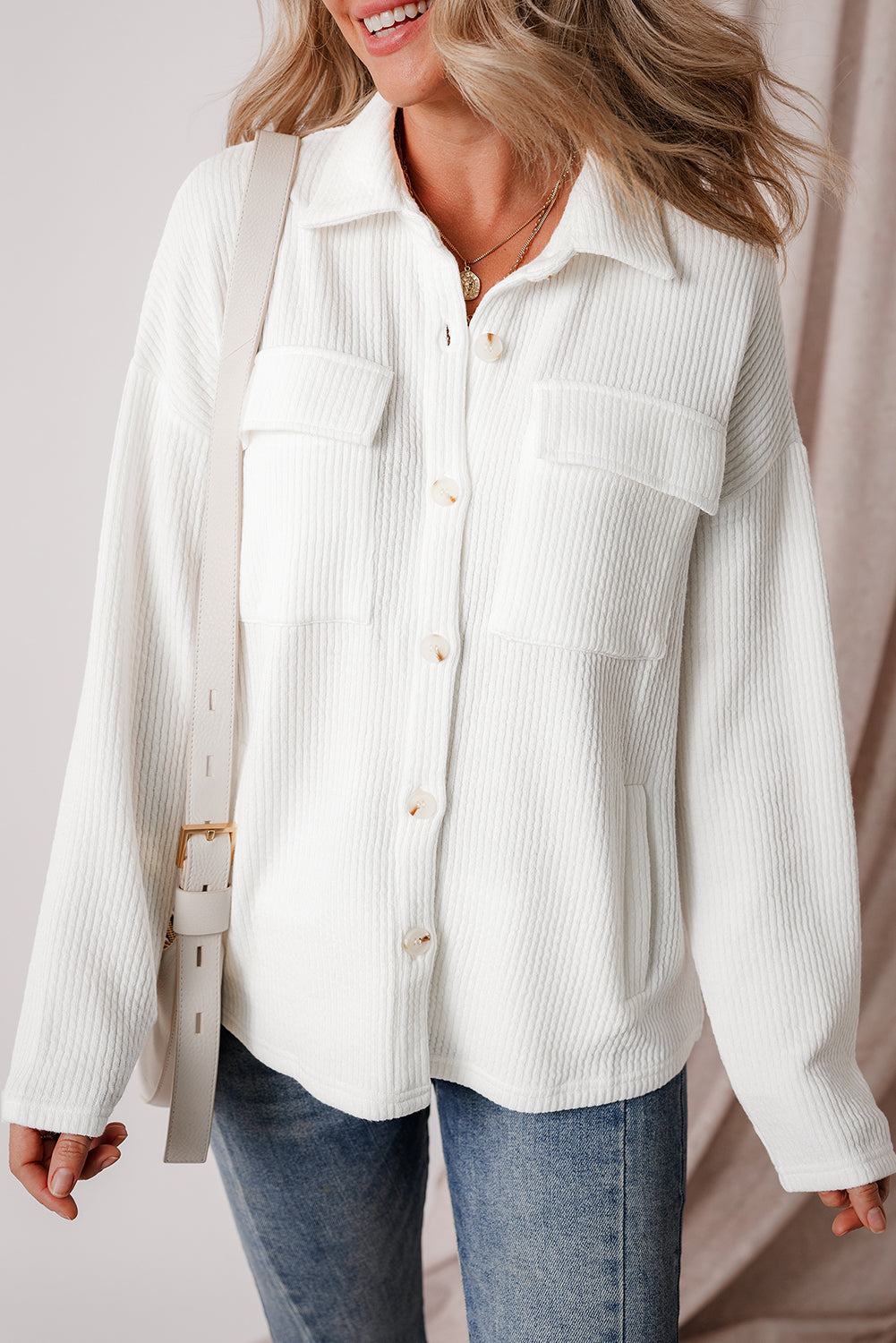 Lilith Corduroy Buttoned Long Sleeve Jacket from Threaded Pear