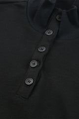 Black Casual High Neck Henley Top and Short Outfit from MsDressly