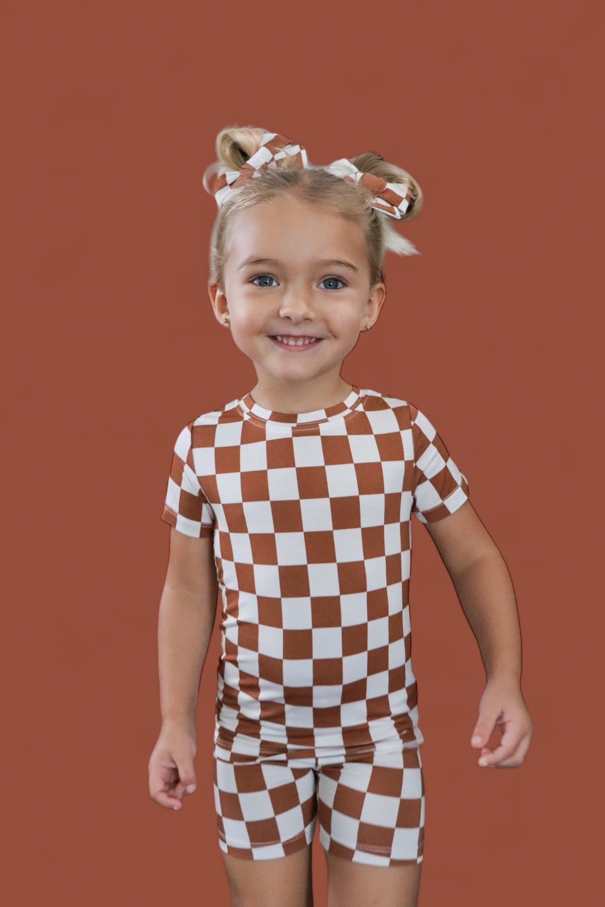 COPPER CHECKERS DREAM SHORT SET from DREAM BIG LITTLE CO