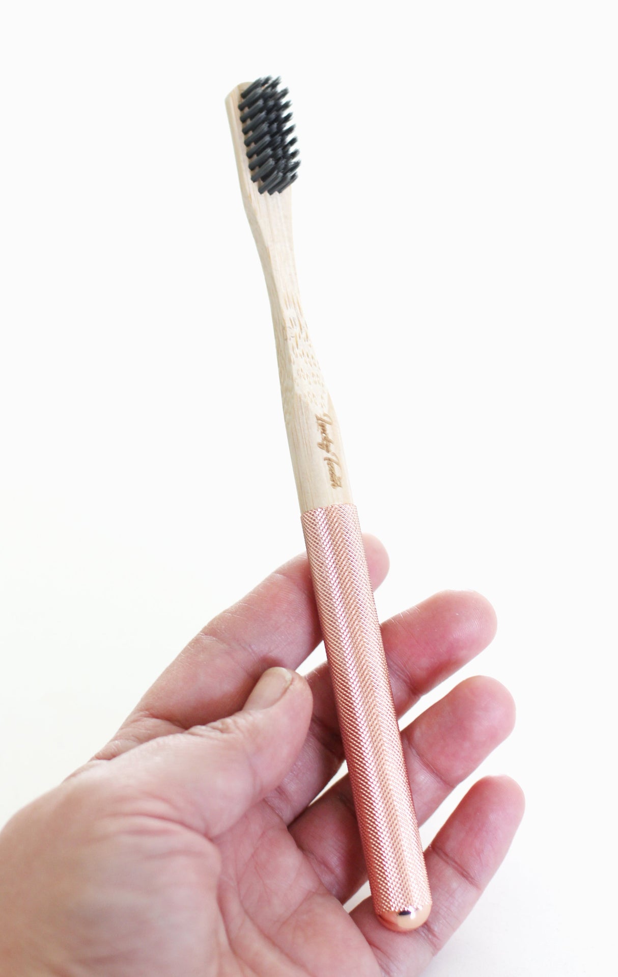 Replaceable Bamboo Toothbrush Copper Handle - Soft Charcoal Bristles from Lucky Teeth