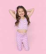 BUBBLEGUM WAVY CHECKERS DREAM SMOCKED FLARE SET from DREAM BIG LITTLE CO