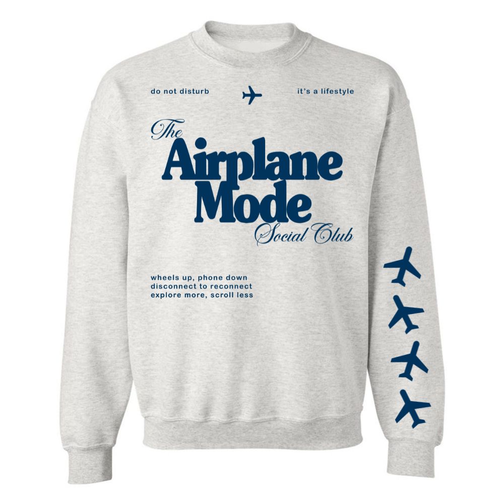 'Airplane Mode Social Club' Crewneck Sweatshirt from United Monograms
