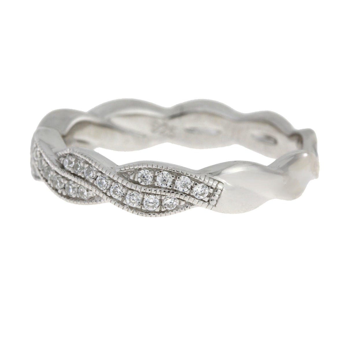 Cubic Zirconium Wedding Band Ring Sterling Silver from Bids.com