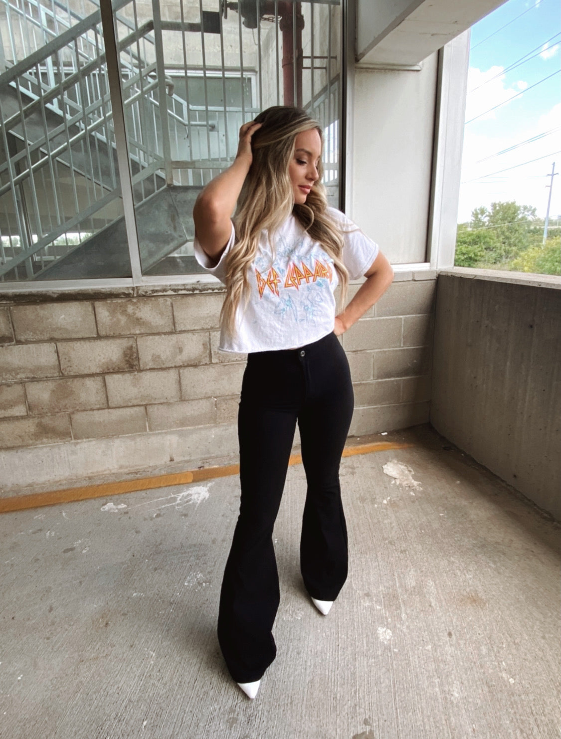 Fiona High Waisted Bell Bottom Flare Jeans - Black from Willow Boutique