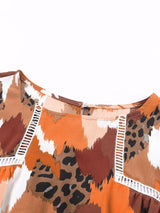 Abstract Leopard Print Puffy Sleeve Blouse from MsDressly
