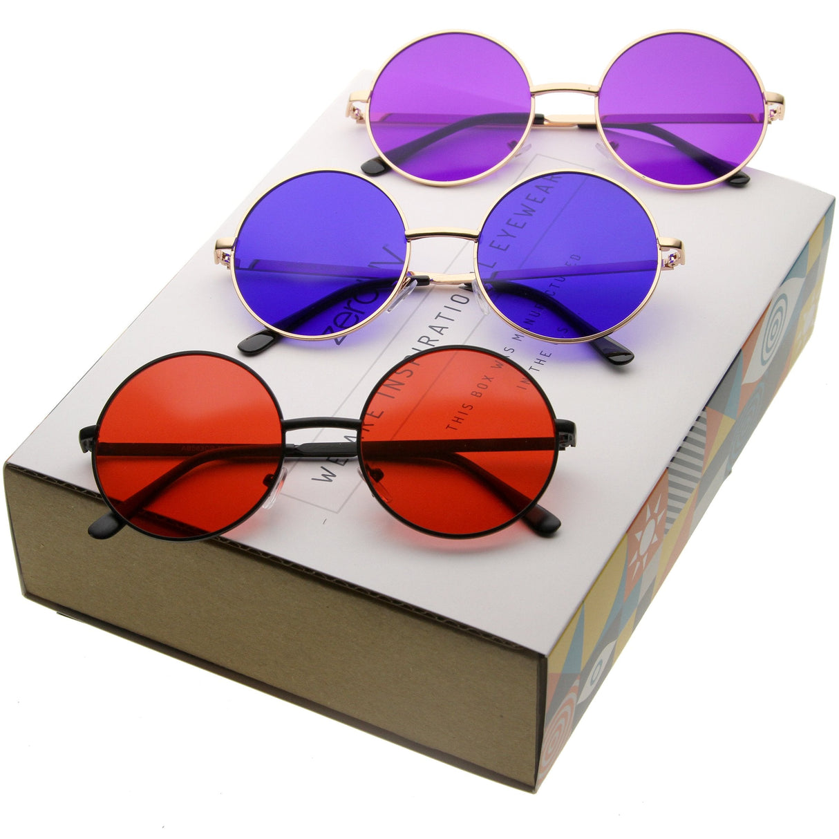 Retro Hippie Round Color Tone Metal Sunglasses 9892 from zeroUV
