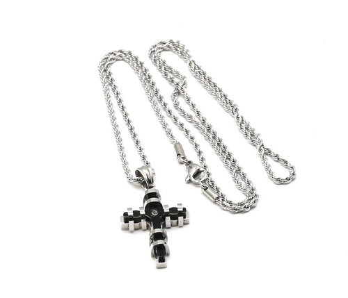 Encased Cross Pendant Necklace From Steel Time