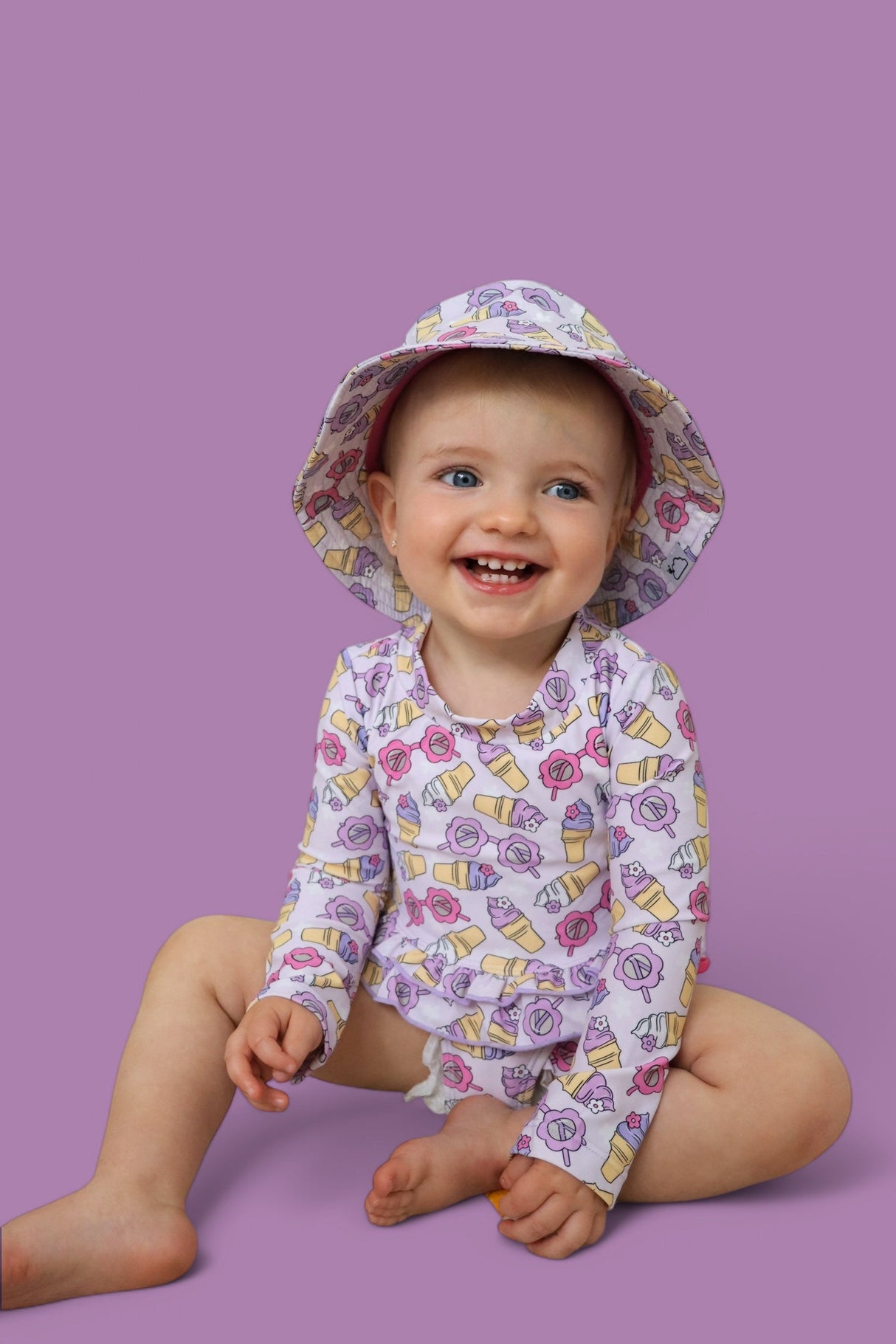 SWEET SUMMER DREAM RASH GUARD RUFFLE TWO-PIECE SWIM SUIT from DREAM BIG LITTLE CO