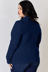 Basic Bae Full Size Ribbed Mock Neck Long Sleeve T-Shirt from Enfance-Heureuse