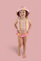 SUMMER SUNSET CHECKERS DREAM SMOCKED TANKINI TWO PIECE SWIM SUIT from DREAM BIG LITTLE CO