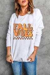 Beige FALL VIBES Graphic Drop Shoulder Sweatshirt from MsDressly
