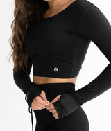 Astoria LIVE LUXE Crossed Sleeve Crop - Black From Astoria Activewear