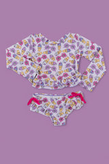 SWEET SUMMER DREAM RASH GUARD RUFFLE TWO-PIECE SWIM SUIT from DREAM BIG LITTLE CO